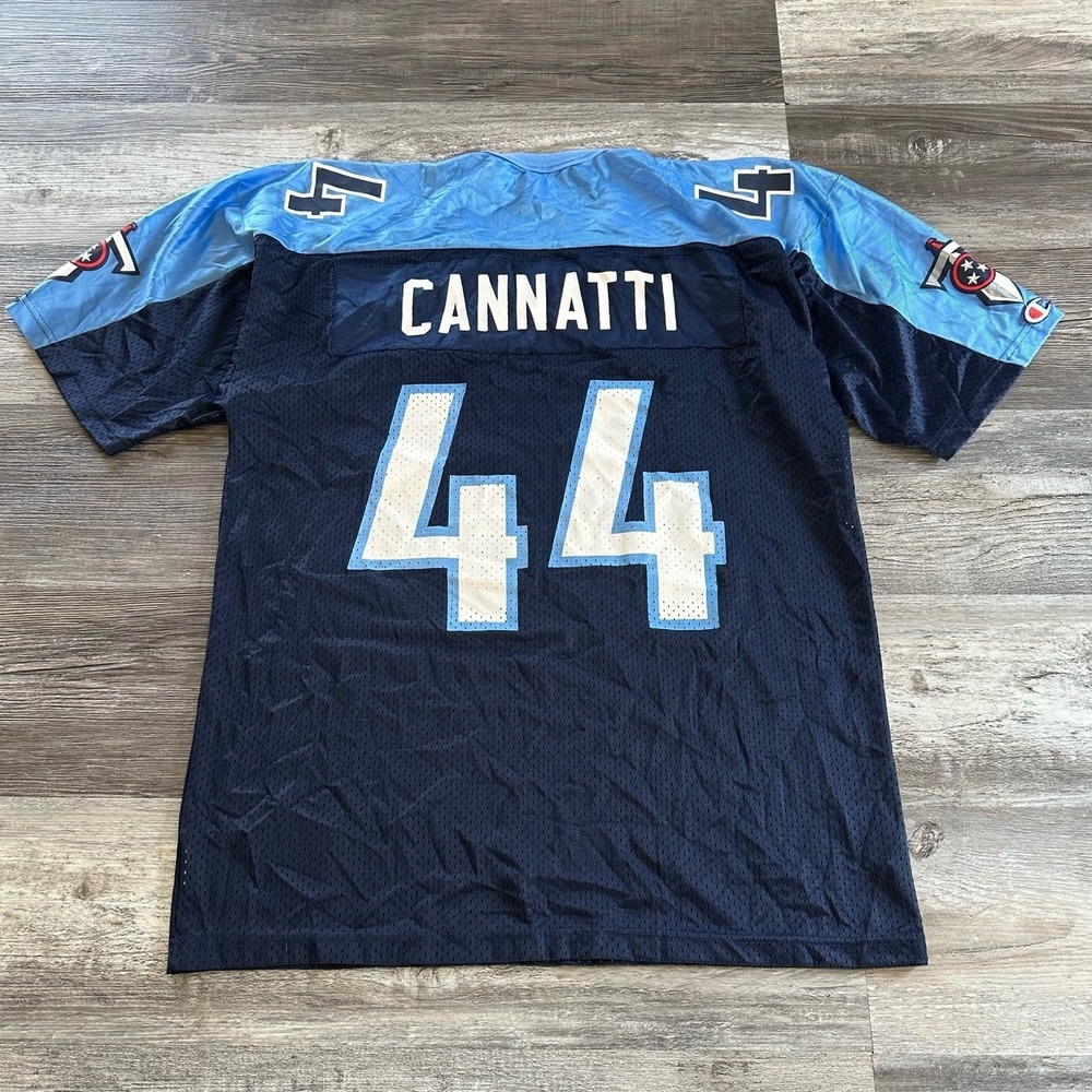 Vintage 90s 1994‎ Champion Navy Blue Titans #44 Cannatti Football Jersey rare